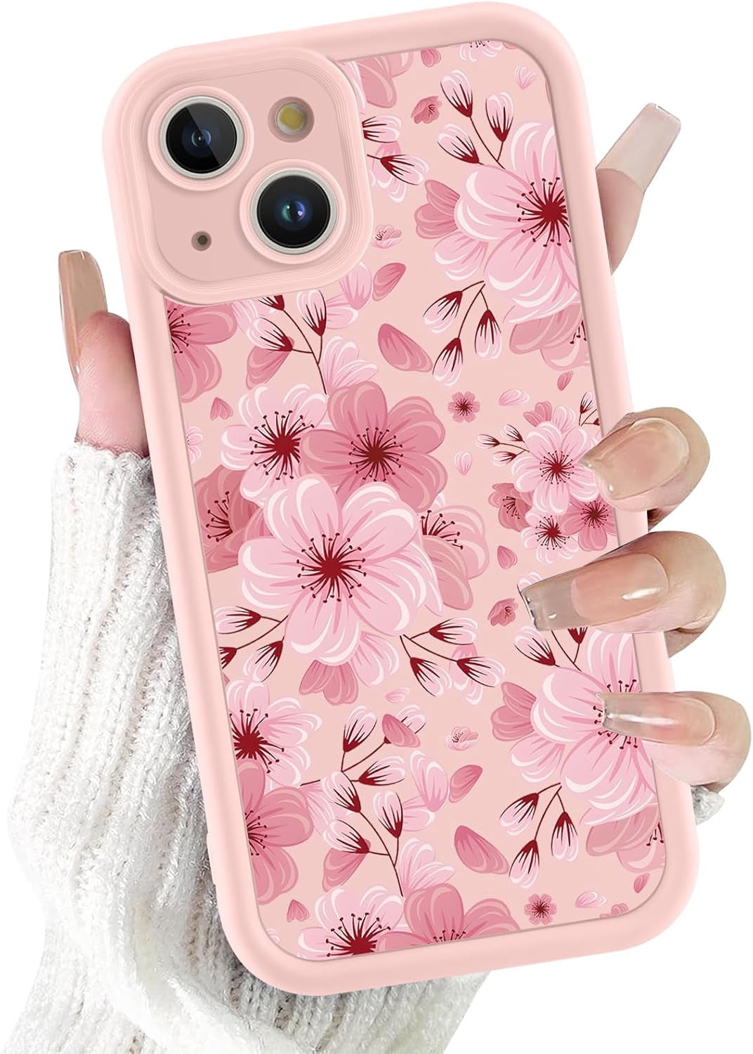 Cute Pink Spring Flower Phone Case for iPhone 15 6.1
