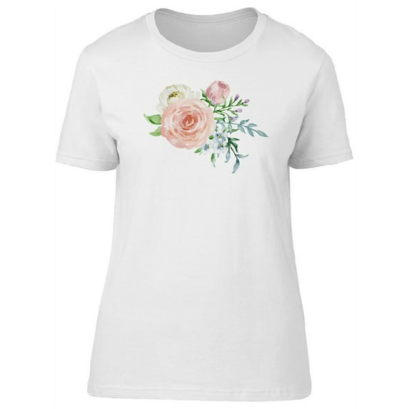 Cute Pink Spring Rose Flower T-Shirt Women -Image by Shutterstock, Female Medium