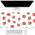 thumbnail image 1 of Cute Pink Strawberry Desk Mat, Desk Accessory, Cute Workspace, Trendy Workspace, Trendy, 35.4x15.7in Large Gaming Mouse Pad, Cute Desk Topper, Pretty Desk Pad, 1 of 6