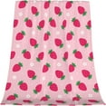 thumbnail image 1 of Cute Pink Strawberry Throw Blanket for Couch Super Cozy and Comfy Fleece Blanket, Soft and Fuzzy Throw Blanket for Sofa Bedroom Home Decor for All Seasons, 50" x 60", 1 of 6