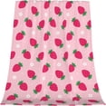 thumbnail image 1 of Cute Pink Strawberry Throw Blanket for Couch Super Cozy and Comfy Fleece Blanket, Soft and Fuzzy Throw Blanket for Sofa Bedroom Home Decor for All Seasons, 50" x 60", 1 of 6