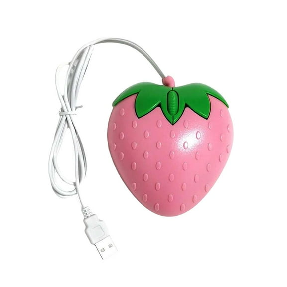 Cute Pink Strawberry Wired Mouse USB PC Computer Laptop K5Y9 H7O5 F8M2 F5I8