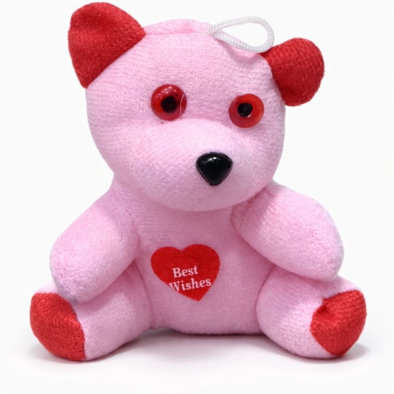 Cute Pink Teddy Bear Plush Soft Toy with Best Wishes Heart Gift Birthday Valentine Home Decor