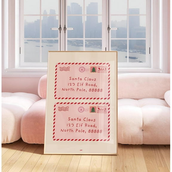 Cute Pink Winter Print, Coquette Winter Aesthetic Room Decor, Trendy Poster, Girly Vintage Winter Wall Art, Decor Home Decor #721, Stretched Canvas Size 12x18