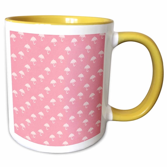 Cute Pink and White Umbrella Pattern 15oz Two-Tone Yellow Mug mug-328651-13