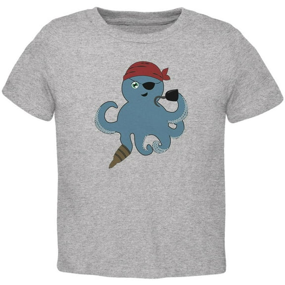 Cute Pirate Octopus Toddler T Shirt Heather 2T
