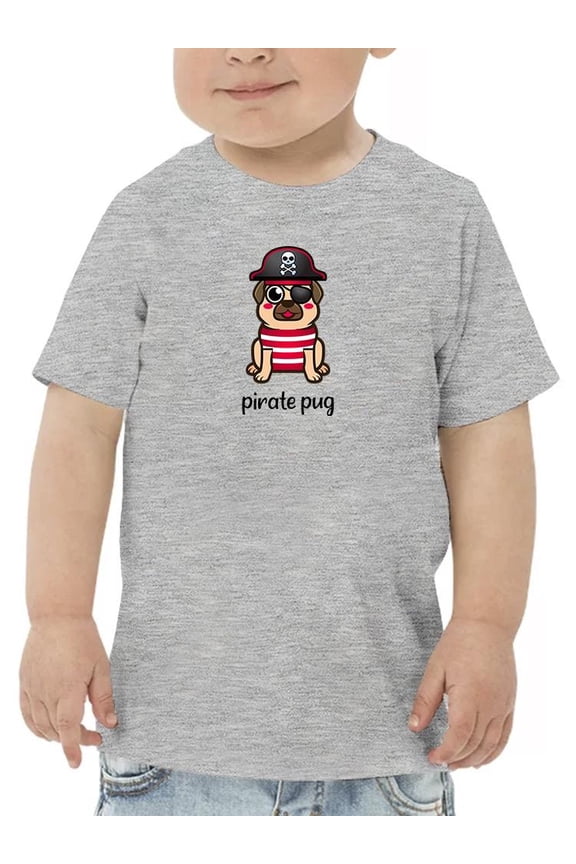 Cute Pirate Pug Doodle T-Shirt Toddler -Image by Shutterstock,  3 Toddler