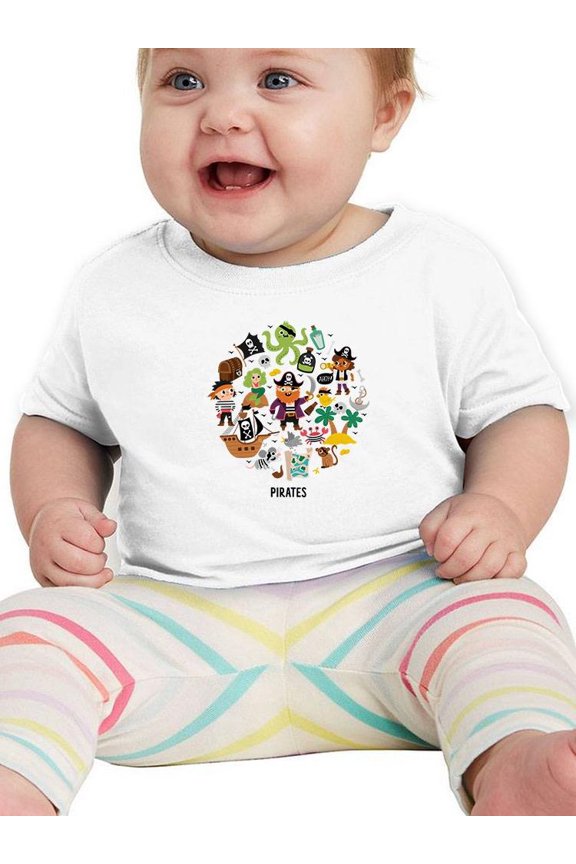 Cute Pirate Treasures Cluttered T-Shirt Infant -Image by Shutterstock, 24 Months