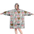 thumbnail image 1 of Cute Pitbull Terriers Dog and Flower Wearable Oversized Blanket,Wearable Blanket Hoodie for Adults,Cozy Hooded Blankets with Super Pockets,Super Warm Fuzzy Pullover for Women & Men, 1 of 6