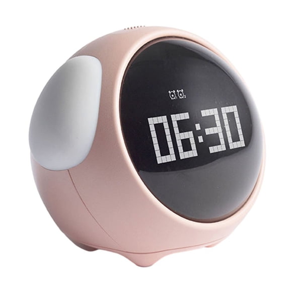 Cute Pixel Alarm Clock with Voice-Controlled Night Light, Dual Alarm Setting, Snooze Function, Temperature Display, Adjustable Brightness, ABS+PC Silicone Material for Bedroom(Pink)