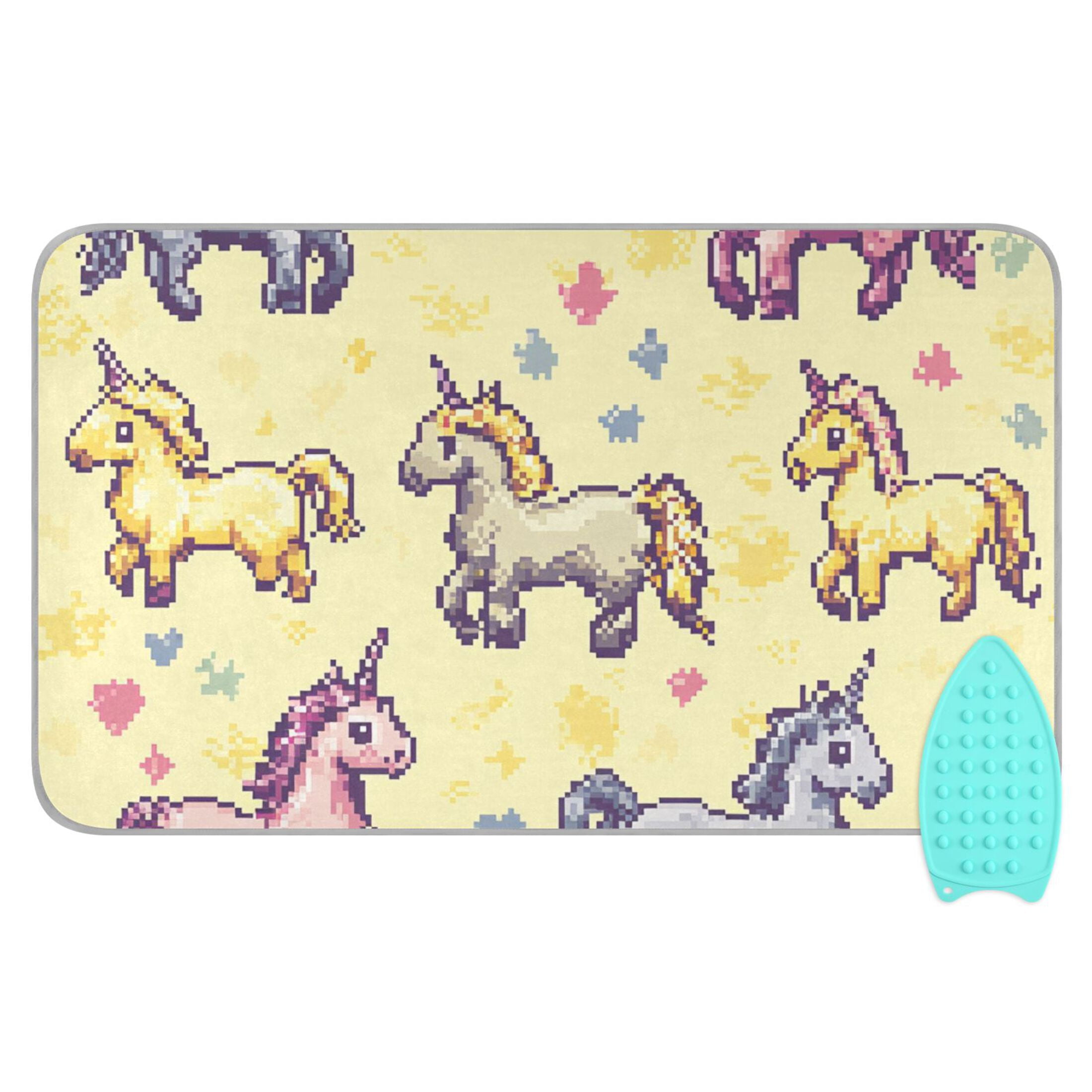 Cute Pixel Unicorns Ironing Board Covers Heat Resistant Ironing Pad Mat Portable for Travel Washer Dryer Table