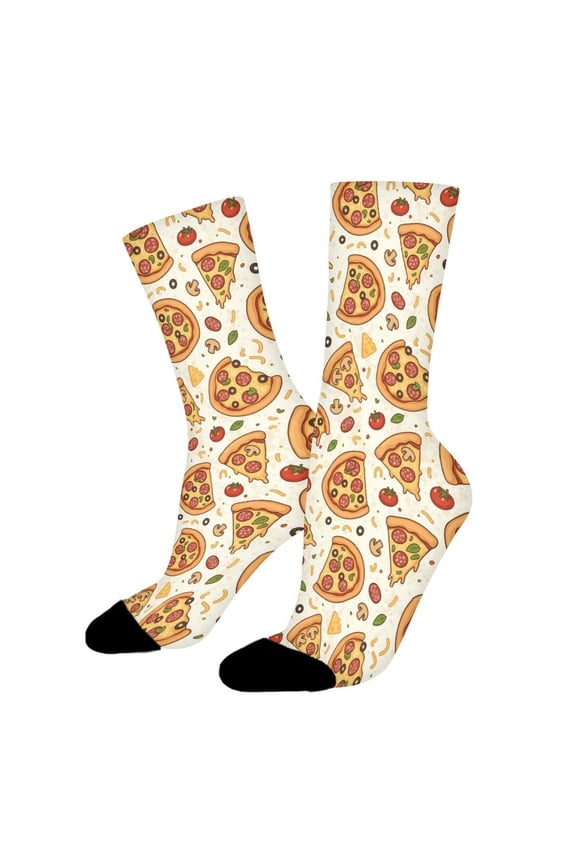 Cute Pizza Funny Novelty Crew Socks for Women Men Sports
