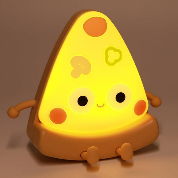 Cute Pizza Night Light - Silicone Dimmable Nursery Night Light Rechargeable LED Small Night Light Dimmable Kawaii Bedside Table Lamp Toddler Night Light Gifts for Boys Girls Baby