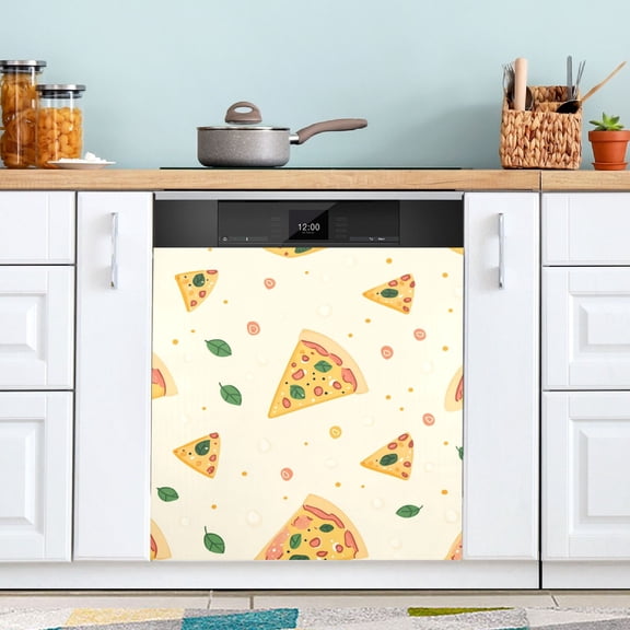 Cute Pizza Slices Dots Leaves Dishwasher Magnet Refrigerator Magnetic Cover Washing Machine Magnet Sticker Kitchen Decor
