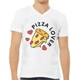 thumbnail image 1 of Cute Pizza V-Neck T-Shirt - Printed T-Shirt - Pizza Lover V-Neck Tee, 1 of 3