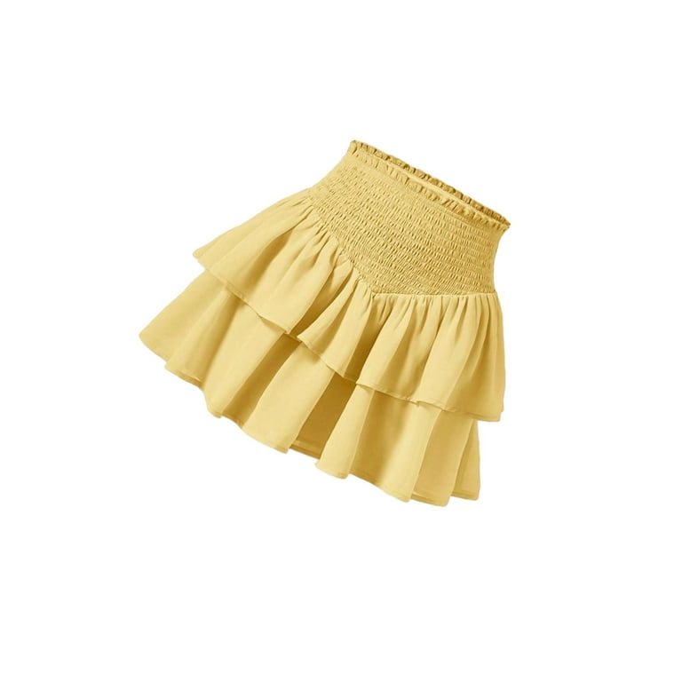 Layered yellow skirt hotsell