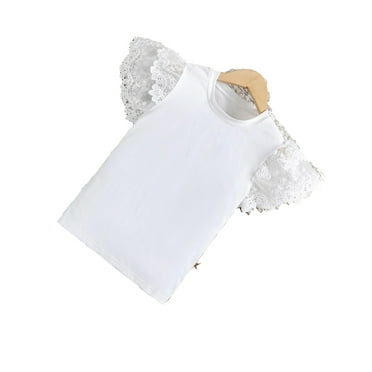 Cute Plain Round Neck Sleeveless White Tween Girls T-Shirts (Girl's)
