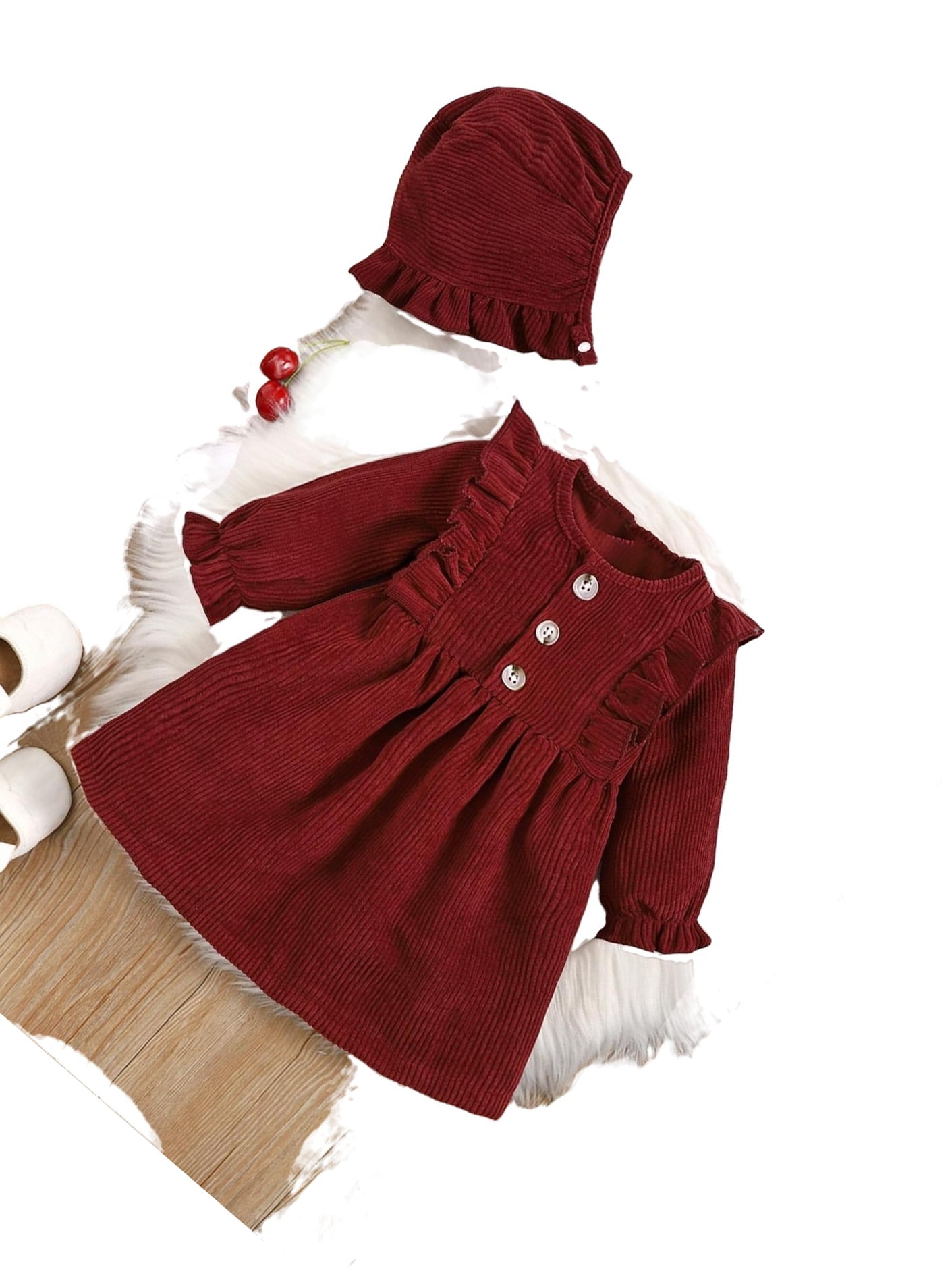 Burgundy top newborn dress