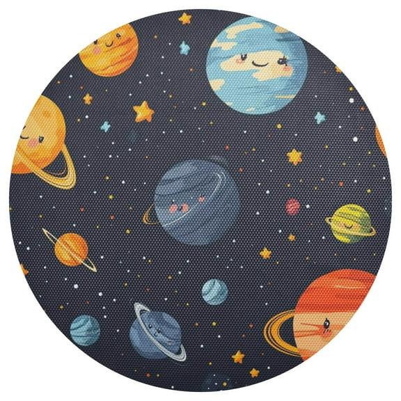 Cute Planet 6-Piece 15.4in Durable PVC Plate Mats, Heat-Resistant for Parties and Dining
