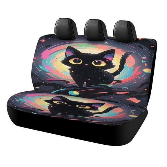 Cute Planet Cat Car Rear Seat Cover Accessories Universal Fit Car Seat Covers Durable