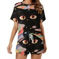 thumbnail image 1 of Cute Planet Cat Pajama Set for Women 2 Piece Sleepwear Loungewear Short Sleeve, 1 of 7
