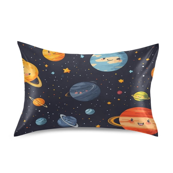 Cute Planet Luxury Silky Soft Pillowcase Standard Size Wrinkle Resistant Envelope Closure 20x26in