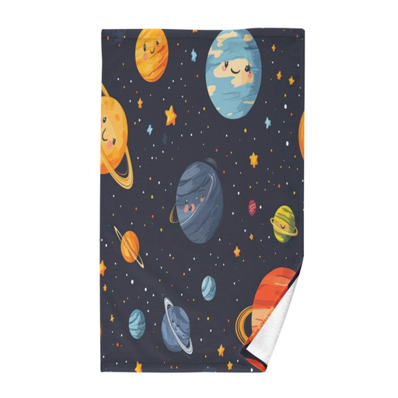 Cute Planet Bath Towel 100% Cotton Soft Thick High Absorbency Hand Face Towel Single Pack 16x28in
