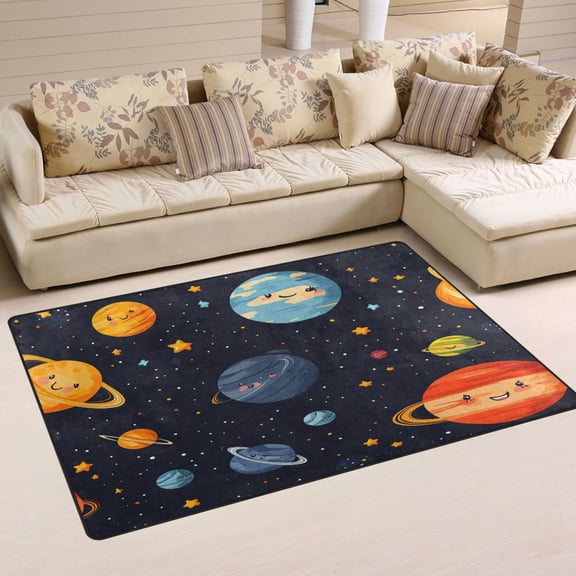 Cute Planet Soft Polyester Area Rug 31''x20'', Non Slip, Memory Foam, Water Absorbent
