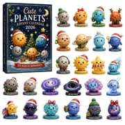 Cute Planets Advent Calendar 2026, 24Pcs Cartoon Planet Acrylic Hanging Ornaments Countdown Blind Box, Space Themed Collectibles, Christmas Tree Holiday Surprise Gift