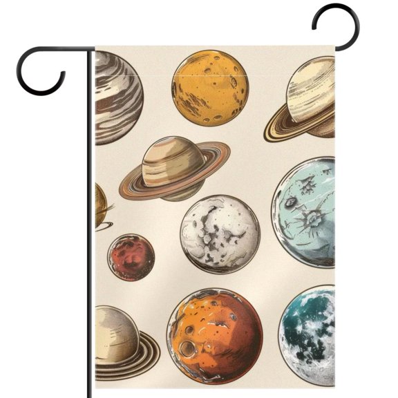 Cute Planets Universe Collection Double Sided Garden Flag Decorative Weather Resistant Yard Flag, Large DIY Vertical Flag for Farmhouse Patio Lawn, 28x40 Inch