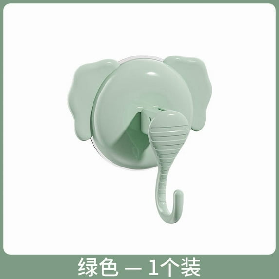Cute Plastic Suction Cup Hooks Heavy Duty Towel Hanger Wall Organizer Rack for Bathroom Kitchen Glass Wall Green