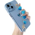 thumbnail image 1 of Cute Plating Love Heart Wrist Strap Chain Bracelet Soft Compatible with iPhone Case for Women Girls (Blue,iPhone 14 Pro), 1 of 6