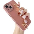 thumbnail image 1 of Cute Plating Love Heart Wrist Strap Chain Bracelet Soft Compatible with iPhone Case for Women Girls (Pink,iPhone 12 Pro Max), 1 of 6