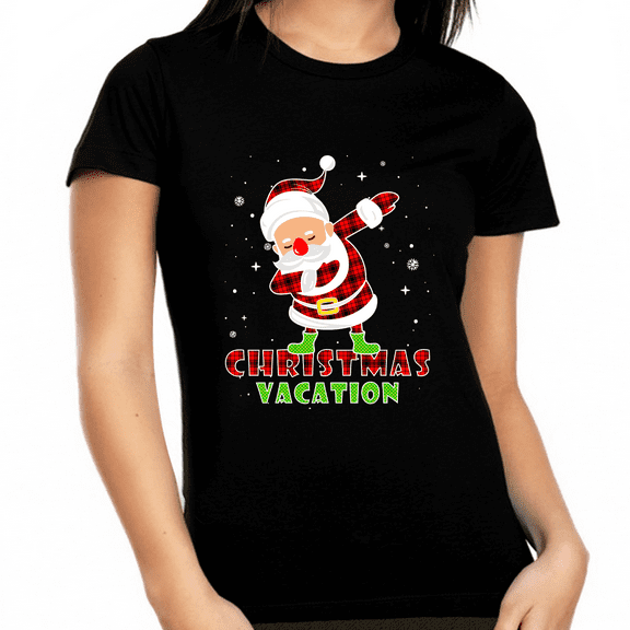 Cute Plus Size Christmas Pajamas for Women Xmas Vacation Christmas Clothes Family Christmas Shirt
