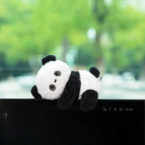 Cute Plush Animal Dashboard Decor Adorable Stuffed Animals Plush Toys Car Screen Topper Stress Relief Desk Holder for Office, Car & Home, 3in (Panda)