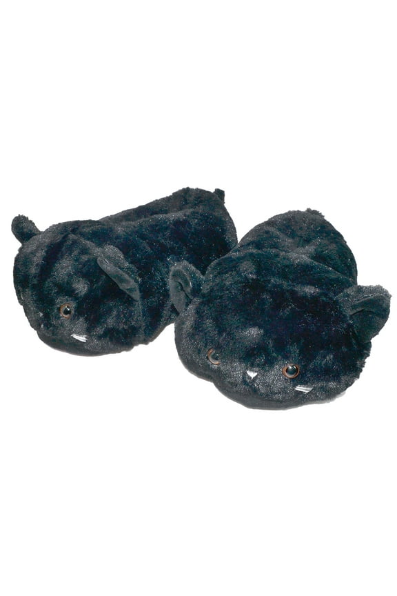 Cute Plush Animal Winter Women's Fat cat plush sneaker slippers Indoor Warm Slippers (US 5-7, Black Cat)