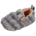 thumbnail image 1 of Cute Plush Baby Walking Shoes for Boys Girls Non Slip Rubber Soles Fleece Lined Wide Width Toddler Casual Shoes with Buckle Strap Gray Size 3.5 Infant, 1 of 7