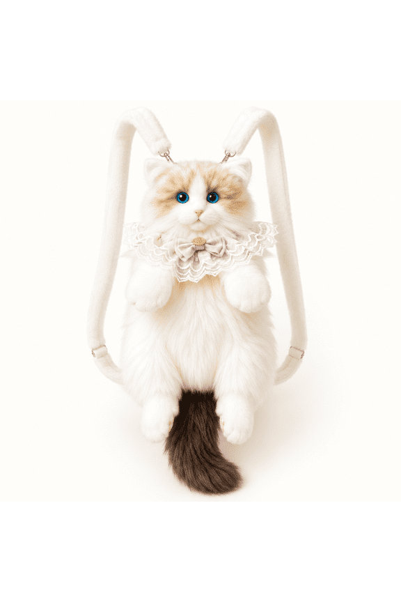 Cute Plush Backpack for Women, Animal Shaped Bag, Detachable Shoulder Straps, Birthday Anniversary Holiday Christmas Gift for Cat Lovers Women