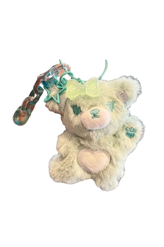 Cute Plush Bear Keychain Five Pointed Star Pendant Keyrings Fashionable Toy Bear Key Rings for Backpack and Phone