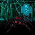thumbnail image 1 of Cute Plush Black Spider with Light Red Bow Red Eyes Bendable Halloween Spider Figurine Sweet Spooky Gothic Tabletop Ornament Indoor Party Scene Decor, 1 of 5