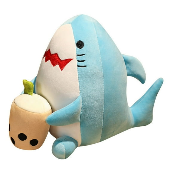 Cute Plush Boba Milk Tea Stuffed Teacup Pillow Soft Shark Tea Cup Plush Toy Gift for Kids Home Decor