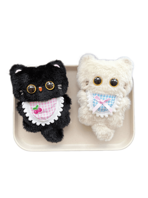 Cute Plush Cat Keychain Set 2PCS Kawaii Stuffed Animal Pendant Bag Charm Gift