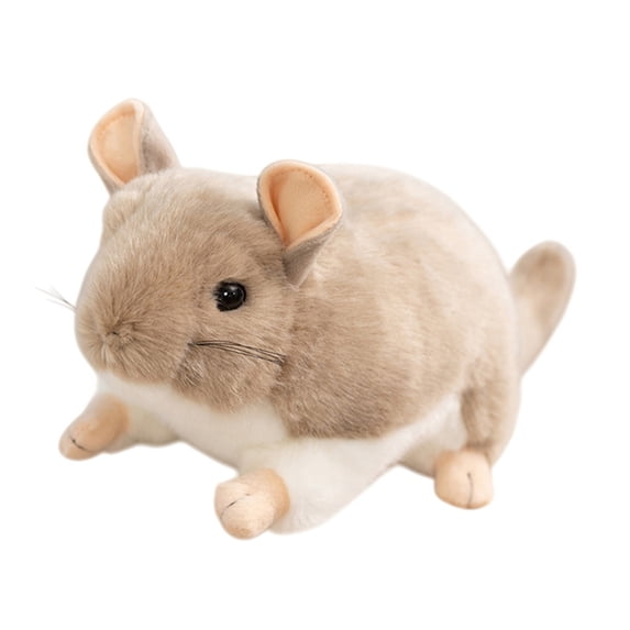 Cute Plush Chinchilla Stuffed Animal Soft Toy Realistic Rodent Plushie for Kids and Adults Cuddly Animal Figure Gift Desktop Display Home Decoration