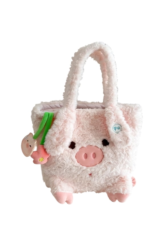 Cute Plush Crossbody Purse Funny Pink Anime Pig Bag Cartoon Pig Crossbody Bag Animal Shaped Backpack Shoulder Bag for Women