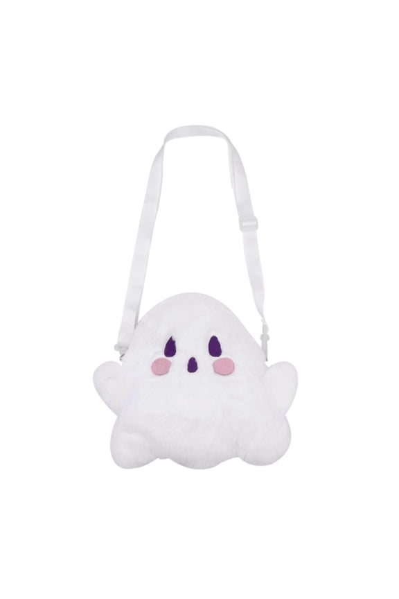 Cute Plush Ghost Crossbody Purse for women Fluffy Satchel Shoulder Bag White Animal Plush Messenger Bag Kawaii Purse