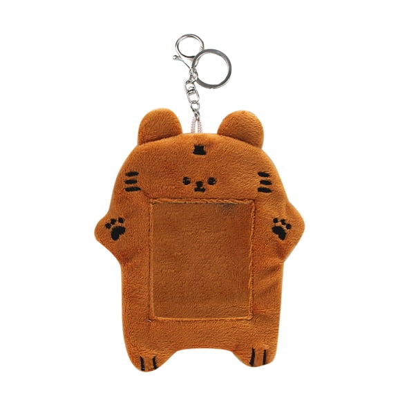 Cute Plush Keychain Photo Card Holder, Soft Fluffy Kitten Photocard Sleeve with Keychain, Bank Credit Card Protector, Cartoon Bear Plush Card Holder for Fans & Collectors