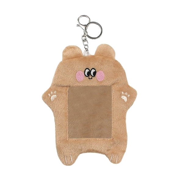 Cute Plush Keychain Photo Card Holder, Soft Fluffy Kitten Photocard Sleeve with Keychain, Bank Credit Card Protector, Cartoon Bear Plush Card Holder for Fans & Collectors