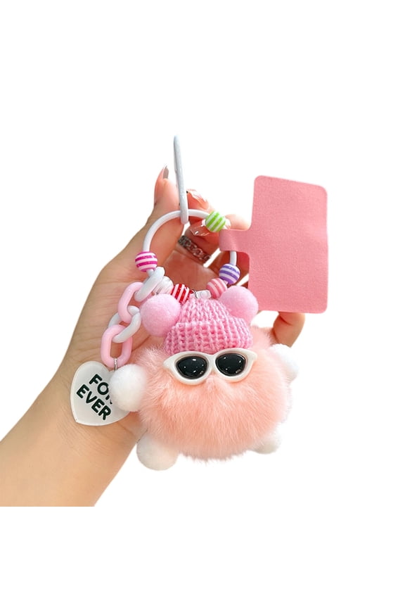 Cute Plush Keychains for Women, Funny Plush Keychains for Backpacks, Fluffy Pompom Keychain, Soft Fur Ball Puff for Stylish Fluff Ball Keychain Lovers