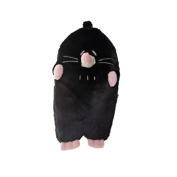 Cute Plush Mole Pencil Pouch Large Capacity Soft Fluffy Pencil Case Adorable Daily Study Use Black
