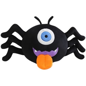 Cute Plush Monster Stuffed Animal - 10 Inch Soft Black One - Eyed Spider - Like Plush Toy With Purple Mouth Orange Tongue, Comfortable Huggable Plushie For Kids Boys Girls